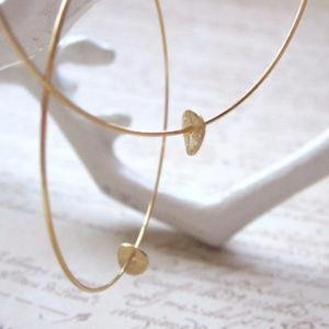 Brand New! Gold Hoop Earrings with Brushed Disc